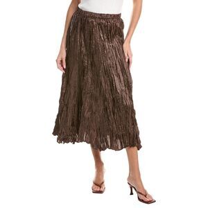 Picadilly Womens  Crinkled Long Skirt, Green